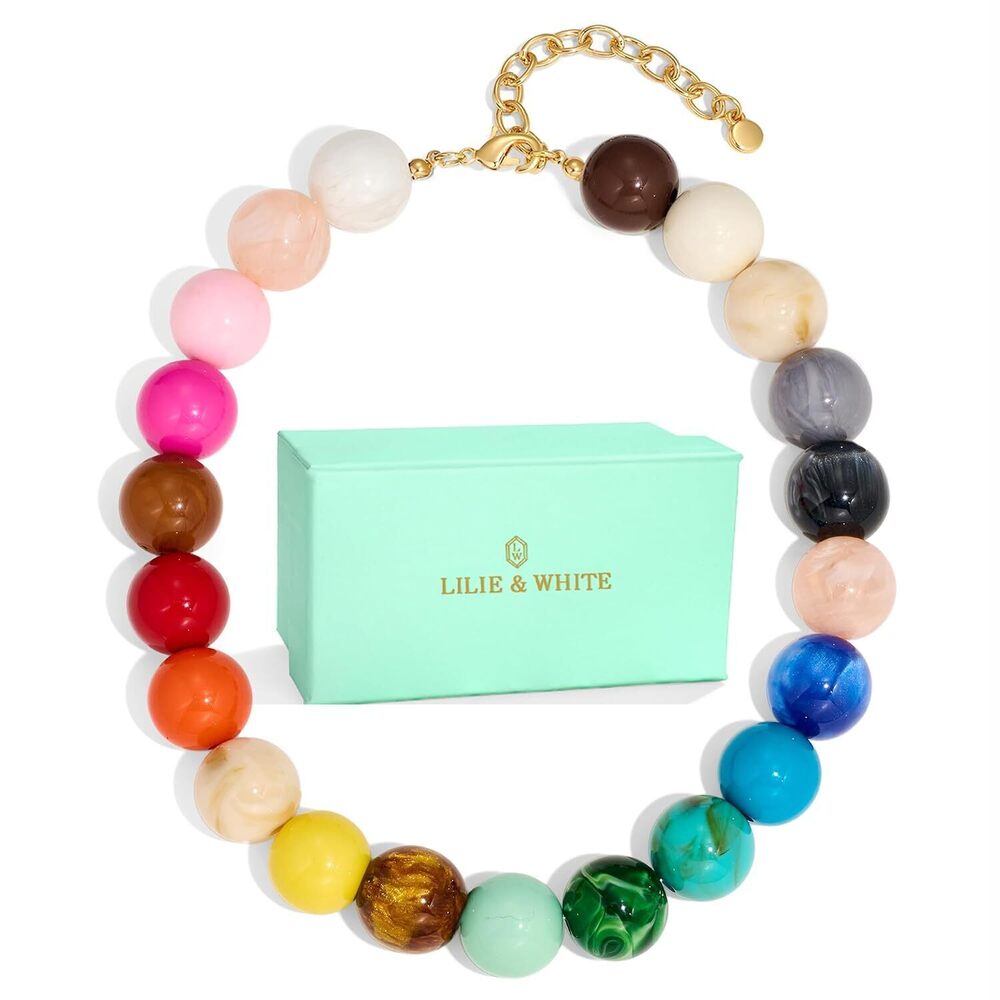 Colorful Chunky Bead Necklaces for Women 20MM Summer Collar Necklace